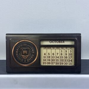 Vintage University Of Notre Dame Metal Executive Desk Organizer Calendar Holder